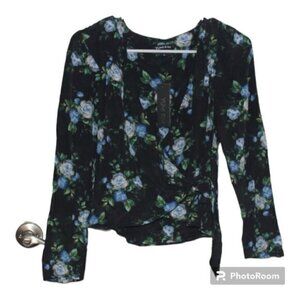 NEW Yumi Kim Floral Long Sleeve Wrap Top Women Size Small